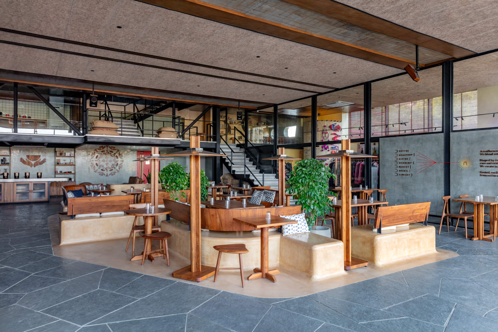 NAAD coffee space with seating and coffee displays